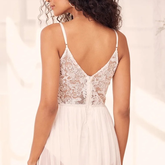Lulus XS white lace maxi bodysuit dress - Picture 6 of 7